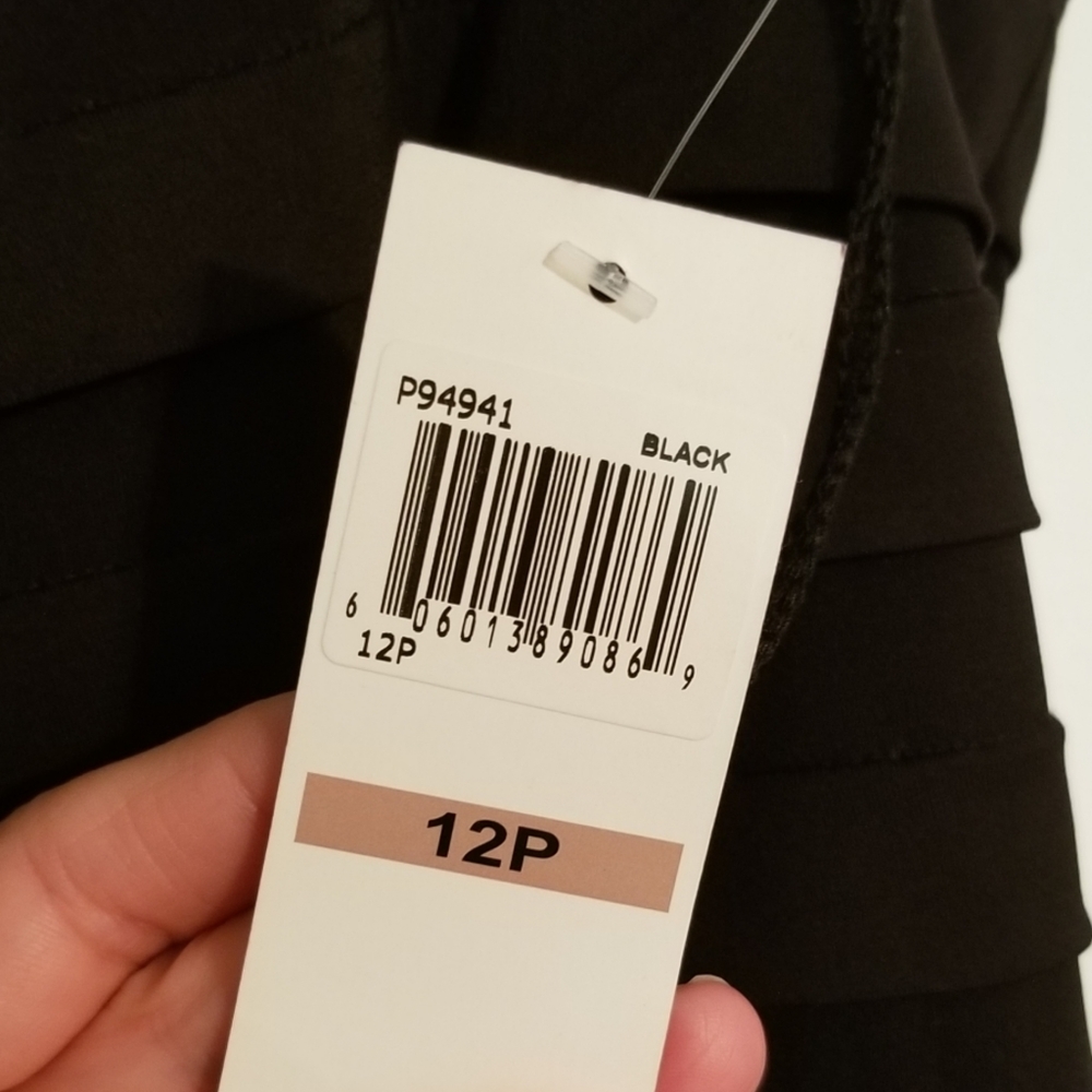 NWT Maggy London Petite Black Bodycon Cocktail Dress Sheer Top - Picture 8 of 9
